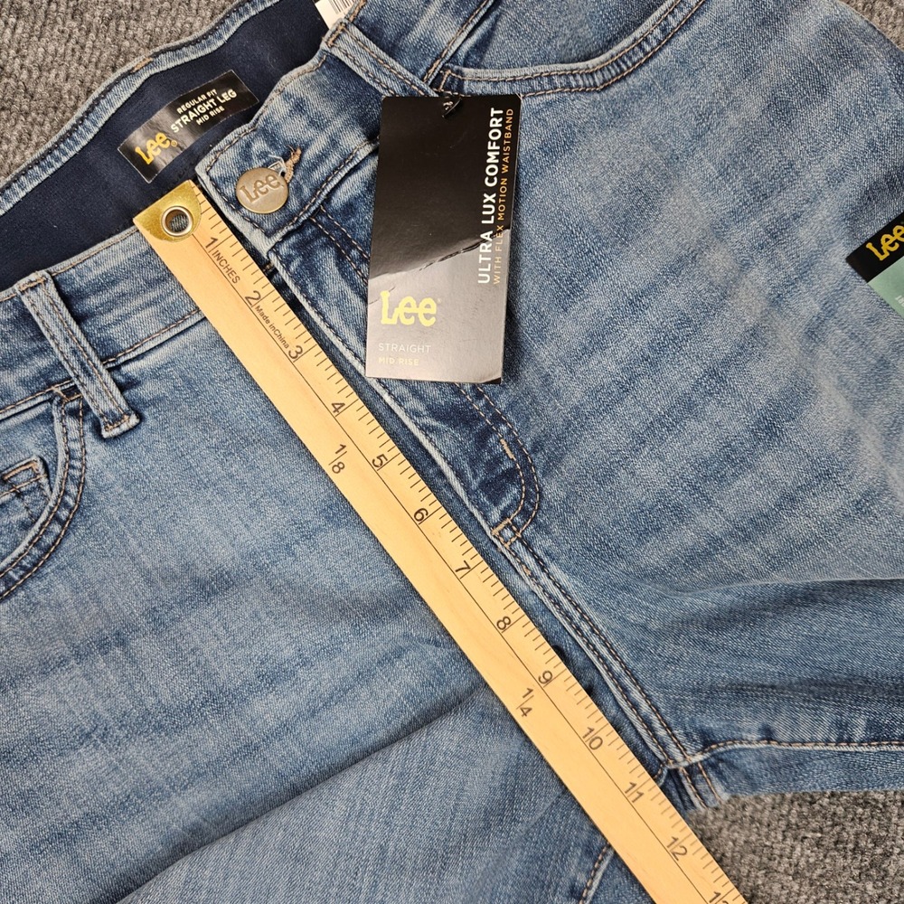 Lee Flex Motion Straight Leg Mid Rise Jeans Womens 14 LONG Ultra Lux Comfort NEW - Picture 6 of 12